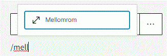 Teksten "/mell" eller "spa" gir et popup-vindu der du kan velge blokken Mellomrom eller Spacer.
